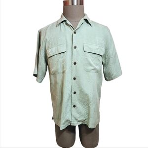 Reyn Spooner Regency Silk Jacquard Mens Hawaiian Shirt Green Small